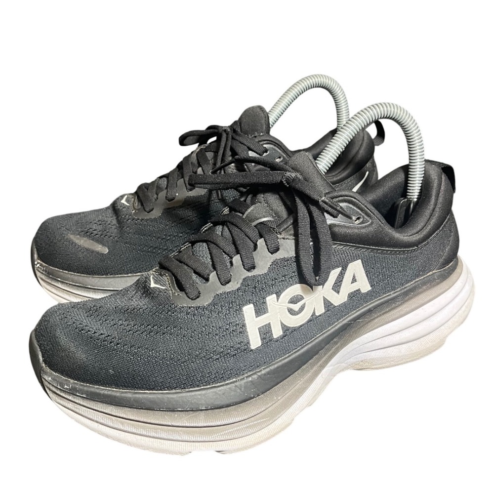 Hoka One One Bondi 8 Black Athletic Running Shoes‎ Sneakers Size 7.5